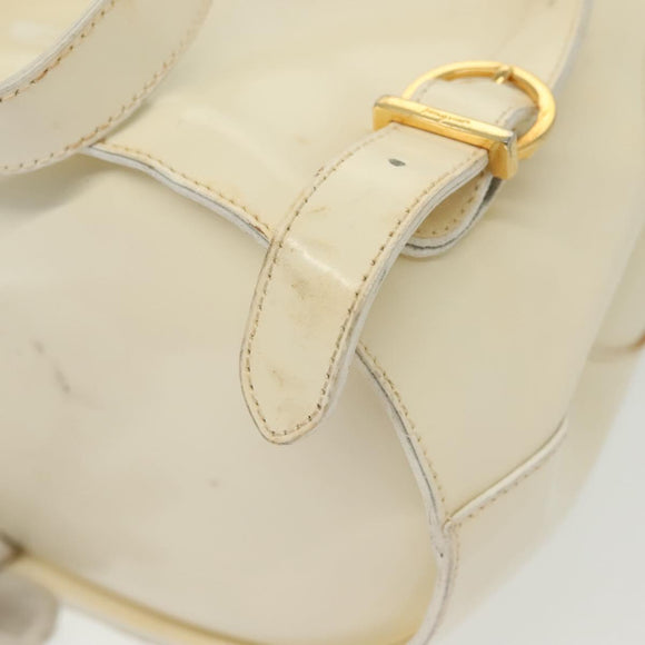 Salvatore Ferragamo Gancini Backpack Enamel White Gold Auth bs28923