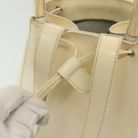 Salvatore Ferragamo Gancini Backpack Enamel White Gold Auth bs28923