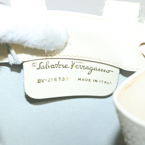 Salvatore Ferragamo Gancini Backpack Enamel White Gold Auth bs28923