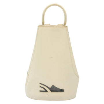 Salvatore Ferragamo Gancini Backpack Enamel White Gold Auth bs28923 - 0