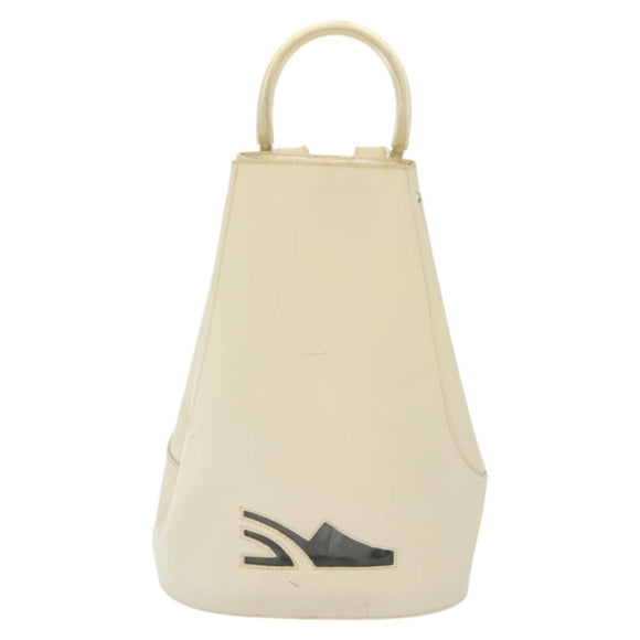 Salvatore Ferragamo Gancini Backpack Enamel White Gold Auth bs28923