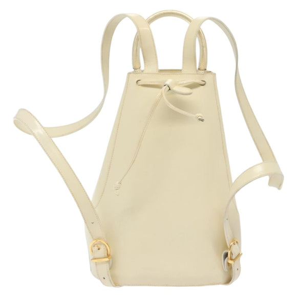 Salvatore Ferragamo Gancini Backpack Enamel White Gold Auth bs28923