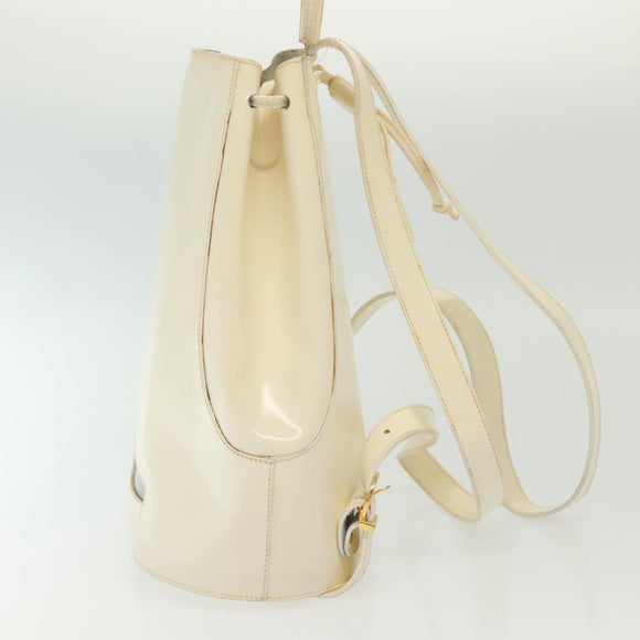 Salvatore Ferragamo Gancini Backpack Enamel White Gold Auth bs28923