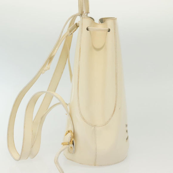 Salvatore Ferragamo Gancini Backpack Enamel White Gold Auth bs28923