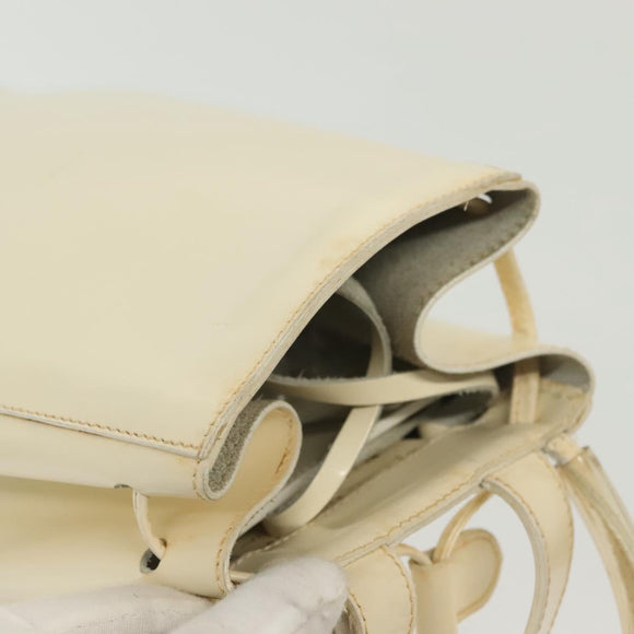 Salvatore Ferragamo Gancini Backpack Enamel White Gold Auth bs28923