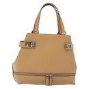 Salvatore Ferragamo Gancini Hand Bag Leather Brown gold Auth bs28925-1