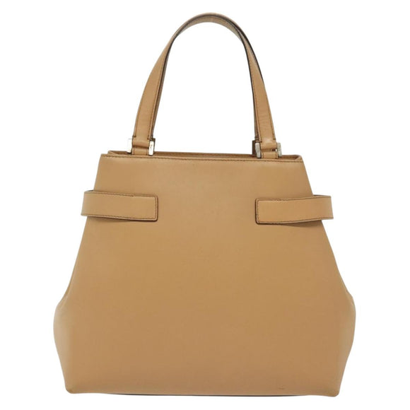 Salvatore Ferragamo Gancini Hand Bag Leather Brown gold Auth bs28925