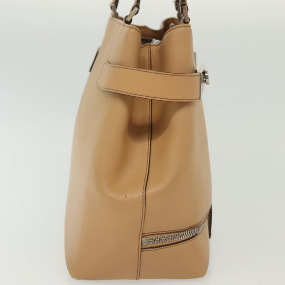 Salvatore Ferragamo Gancini Hand Bag Leather Brown gold Auth bs28925