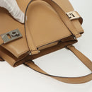 Salvatore Ferragamo Gancini Hand Bag Leather Brown gold Auth bs28925-6