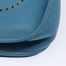 HERMES Evelyn PM Bag Taurillon Clemence Leather Blue Silver Auth bs28926-14