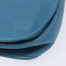 HERMES Evelyn PM Bag Taurillon Clemence Leather Blue Silver Auth bs28926-16
