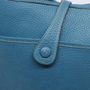 HERMES Evelyn PM Bag Taurillon Clemence Leather Blue Silver Auth bs28926-18