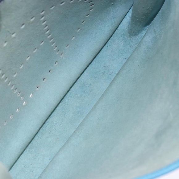 HERMES Evelyn PM Bag Taurillon Clemence Leather Blue Silver Auth bs28926