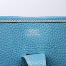 HERMES Evelyn PM Bag Taurillon Clemence Leather Blue Silver Auth bs28926-12