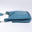HERMES Evelyn PM Bag Taurillon Clemence Leather Blue Silver Auth bs28926-4