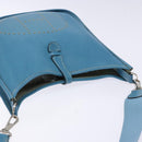 HERMES Evelyn PM Bag Taurillon Clemence Leather Blue Silver Auth bs28926-6