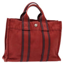HERMES Fourre Tout PM Tote Bag Canvas Wine Red Auth bs28927-1