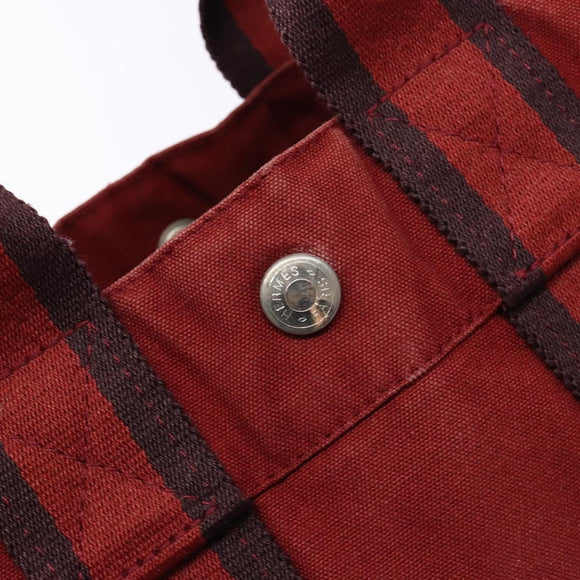 HERMES Fourre Tout PM Tote Bag Canvas Wine Red Auth bs28927