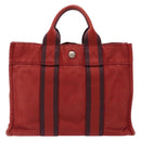 HERMES Fourre Tout PM Tote Bag Canvas Wine Red Auth bs28927-2