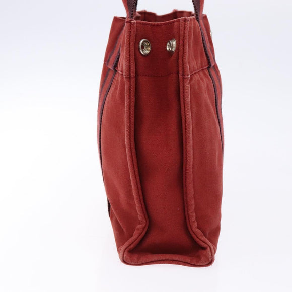 HERMES Fourre Tout PM Tote Bag Canvas Wine Red Auth bs28927