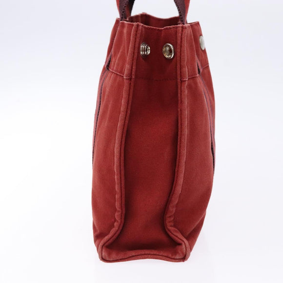 HERMES Fourre Tout PM Tote Bag Canvas Wine Red Auth bs28927