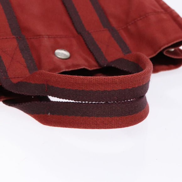 HERMES Fourre Tout PM Tote Bag Canvas Wine Red Auth bs28927