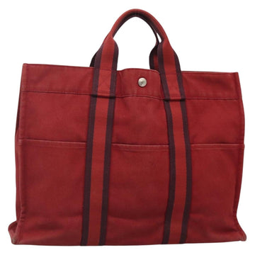 HERMES Fourre Tout MM Hand Bag Canvas Red Auth bs28928
