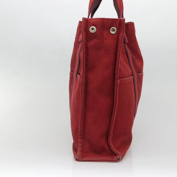 HERMES Fourre Tout MM Hand Bag Canvas Red Auth bs28928