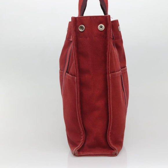 HERMES Fourre Tout MM Hand Bag Canvas Red Auth bs28928