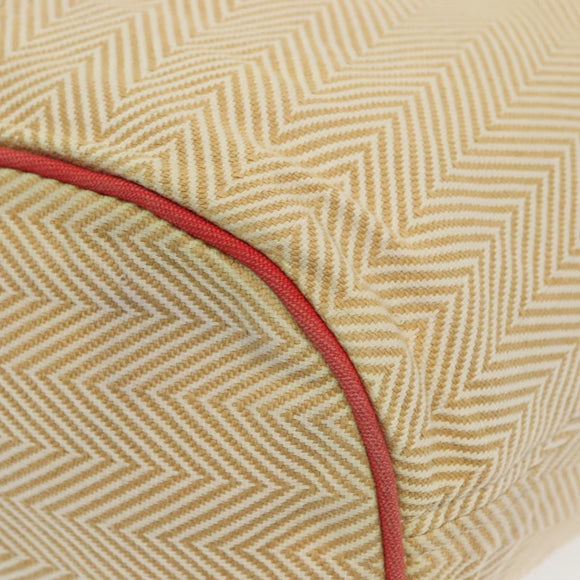 HERMES Panier Plage PM Tote Bag Canvas Beige Red Silver Auth bs28929