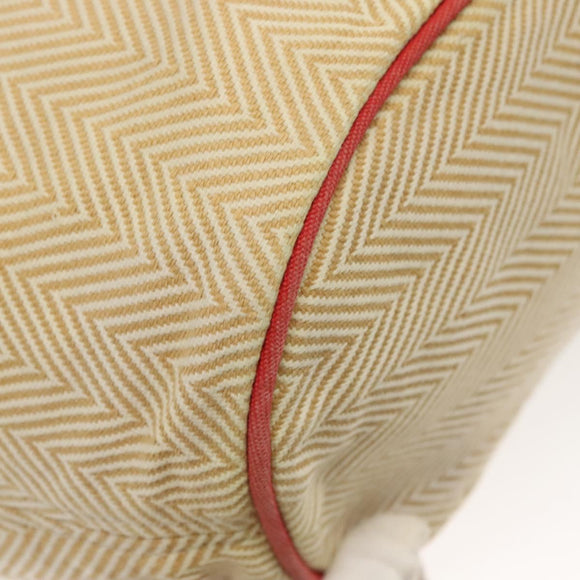 HERMES Panier Plage PM Tote Bag Canvas Beige Red Silver Auth bs28929