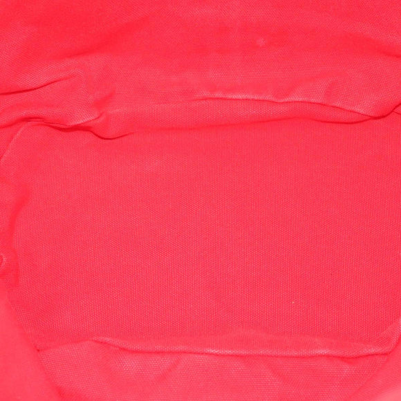 HERMES Panier Plage PM Tote Bag Canvas Beige Red Silver Auth bs28929