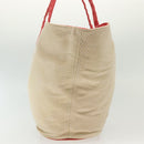 HERMES Panier Plage PM Tote Bag Canvas Beige Red Silver Auth bs28929-3