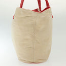 HERMES Panier Plage PM Tote Bag Canvas Beige Red Silver Auth bs28929-4