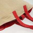 HERMES Panier Plage PM Tote Bag Canvas Beige Red Silver Auth bs28929-6