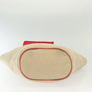 HERMES Panier Plage PM Tote Bag Canvas Beige Red Silver Auth bs28929-5
