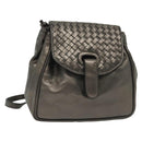 BOTTEGA VENETA INTRECCIATO Backpack Leather Silver Auth bs28930-1