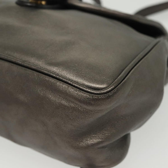 BOTTEGA VENETA INTRECCIATO Backpack Leather Silver Auth bs28930