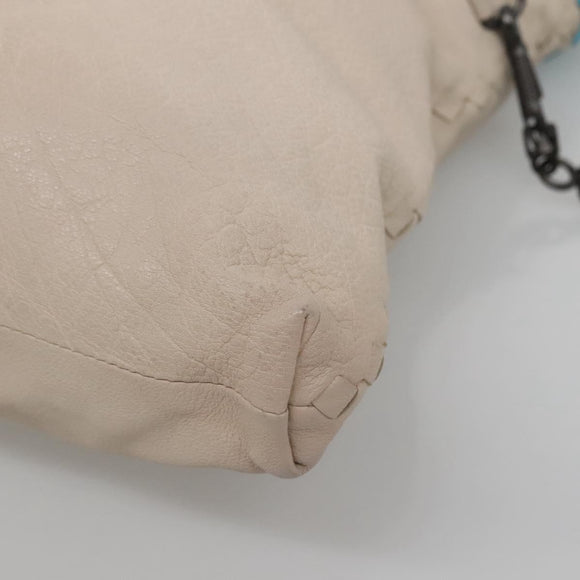 BOTTEGA VENETA INTRECCIATO Hand Bag Leather 2way Beige Light Blue Auth bs28931