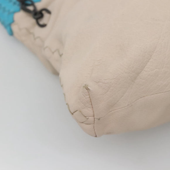 BOTTEGA VENETA INTRECCIATO Hand Bag Leather 2way Beige Light Blue Auth bs28931