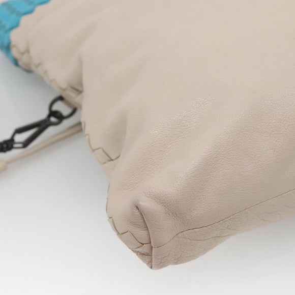 BOTTEGA VENETA INTRECCIATO Hand Bag Leather 2way Beige Light Blue Auth bs28931