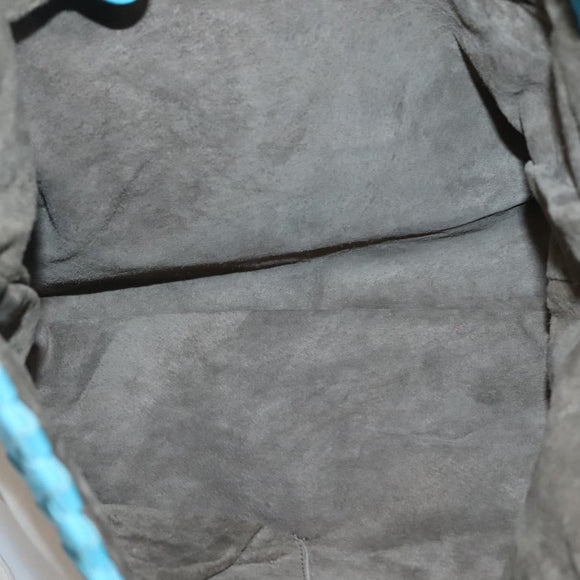 BOTTEGA VENETA INTRECCIATO Hand Bag Leather 2way Beige Light Blue Auth bs28931