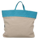 BOTTEGA VENETA INTRECCIATO Hand Bag Leather 2way Beige Light Blue Auth bs28931-3
