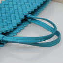 BOTTEGA VENETA INTRECCIATO Hand Bag Leather 2way Beige Light Blue Auth bs28931-7