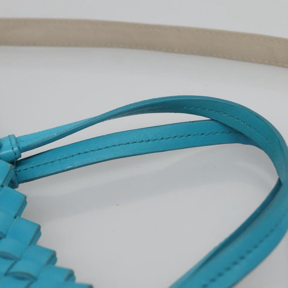 BOTTEGA VENETA INTRECCIATO Hand Bag Leather 2way Beige Light Blue Auth bs28931