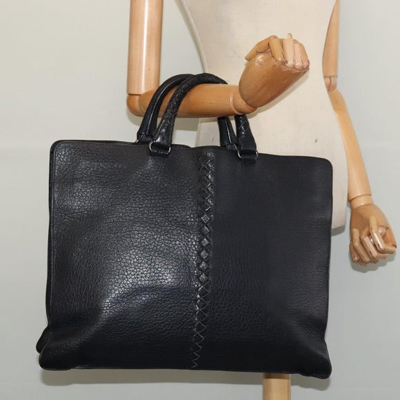 BOTTEGA VENETA INTRECCIATO Hand Bag Leather Black Gold Auth bs28935