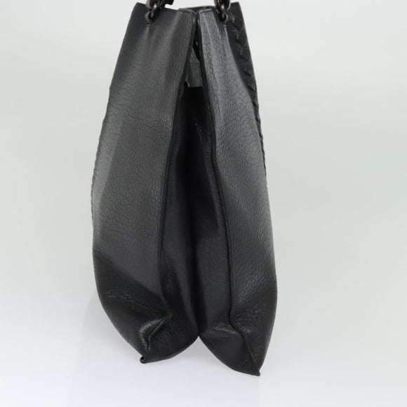 BOTTEGA VENETA INTRECCIATO Hand Bag Leather Black Gold Auth bs28935