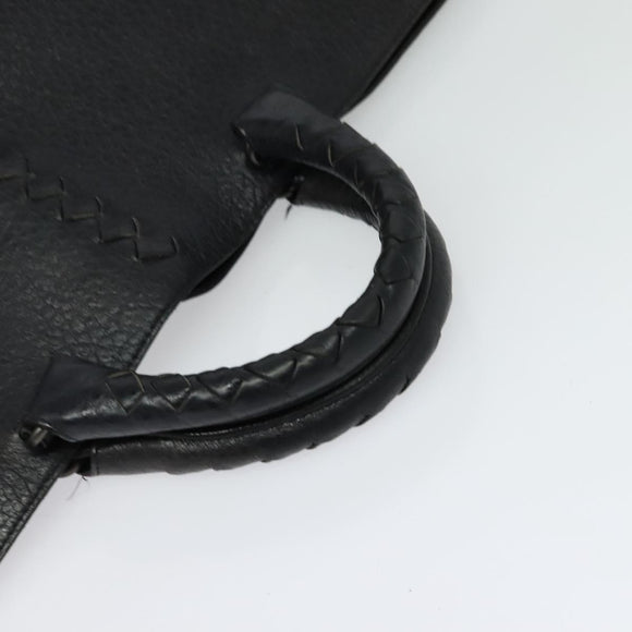 BOTTEGA VENETA INTRECCIATO Hand Bag Leather Black Gold Auth bs28935