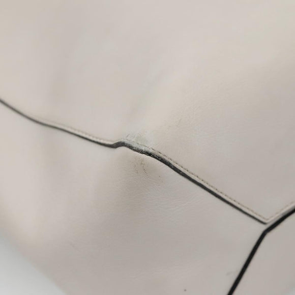 LOEWE Anagram East West Shopper Tote Bag Leather White Silver Auth bs28939