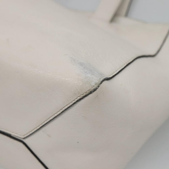 LOEWE Anagram East West Shopper Tote Bag Leather White Silver Auth bs28939